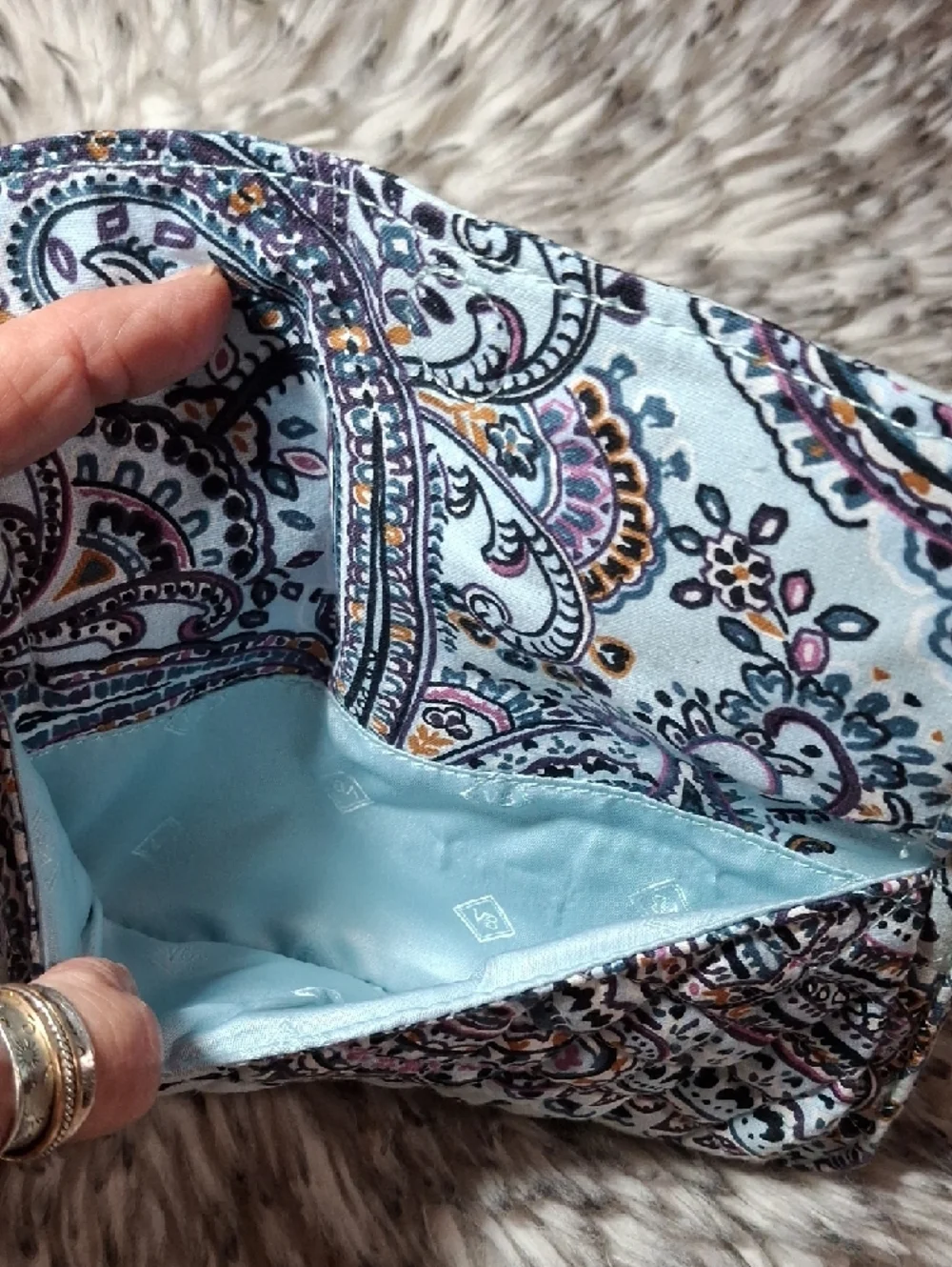 Vera Bradley Light Blue Quilted Paisley Wallet - Picture 5 of 6